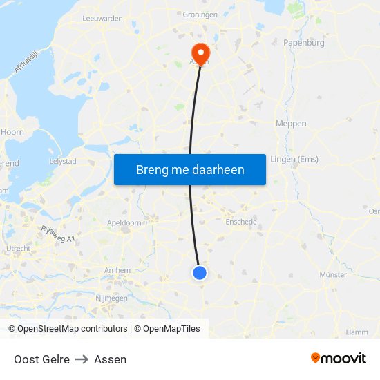 Oost Gelre to Assen map