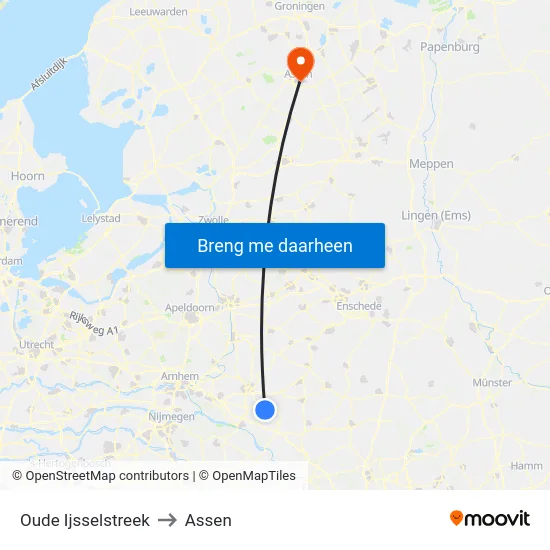Oude Ijsselstreek to Assen map