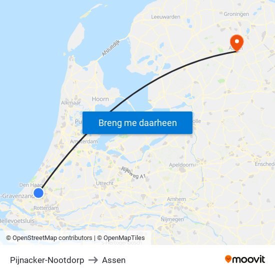 Pijnacker-Nootdorp to Assen map