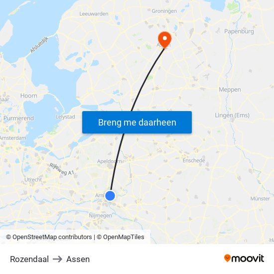 Rozendaal to Assen map