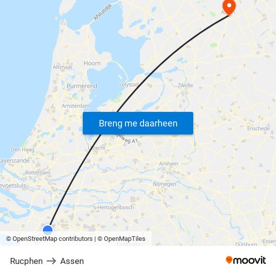 Rucphen to Assen map