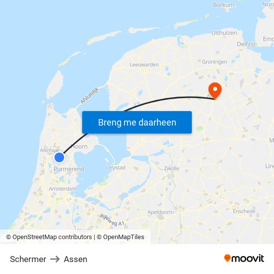 Schermer to Assen map