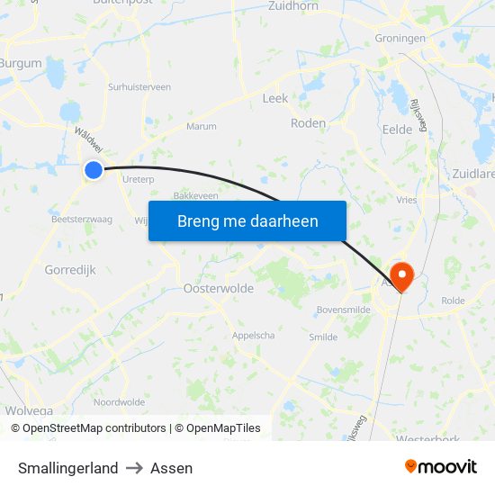 Smallingerland to Assen map