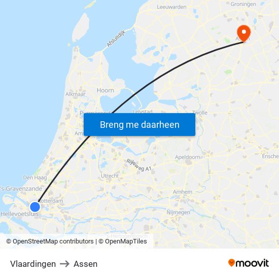 Vlaardingen to Assen map