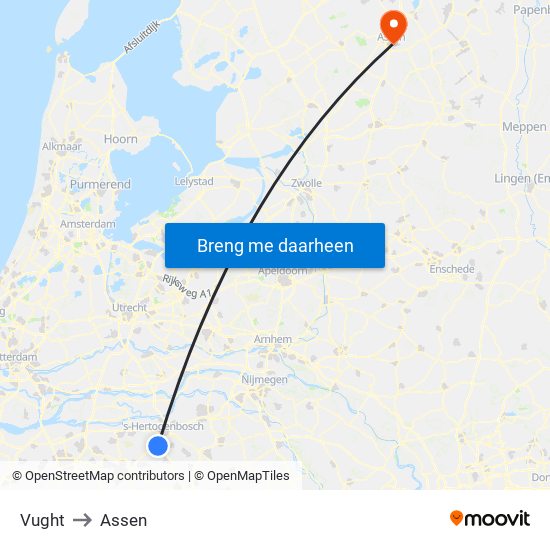 Vught to Assen map