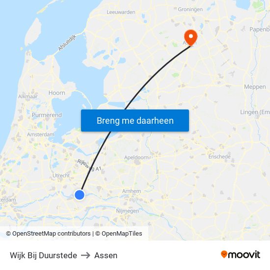 Wijk Bij Duurstede to Assen map