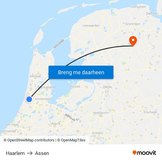 Haarlem to Assen map