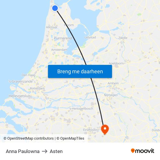 Anna Paulowna to Asten map