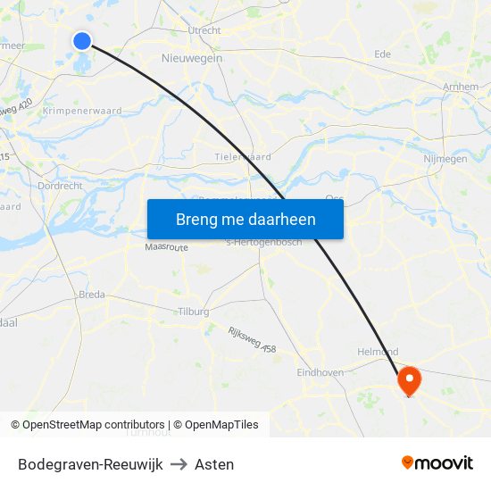 Bodegraven-Reeuwijk to Asten map