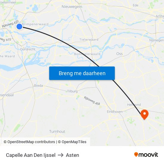 Capelle Aan Den Ijssel to Asten map