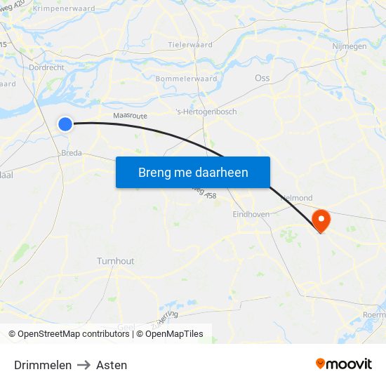 Drimmelen to Asten map