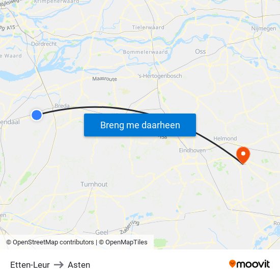 Etten-Leur to Asten map