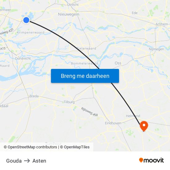 Gouda to Asten map