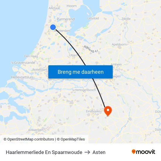 Haarlemmerliede En Spaarnwoude to Asten map