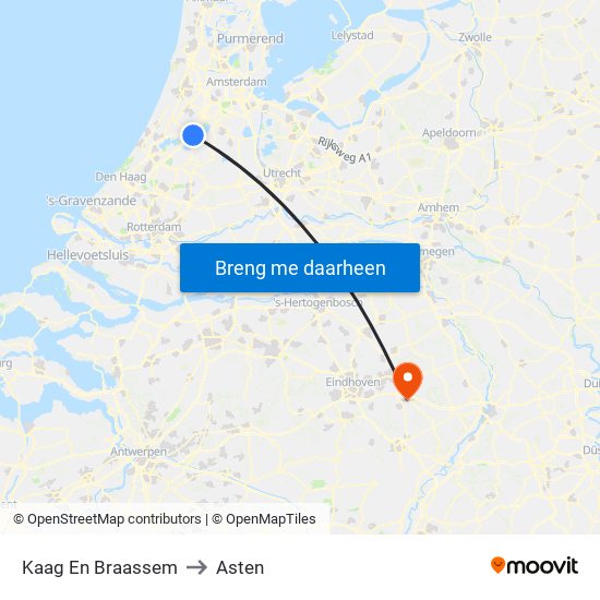 Kaag En Braassem to Asten map