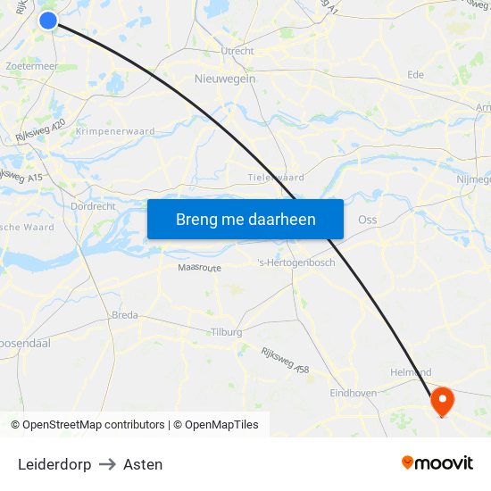 Leiderdorp to Asten map