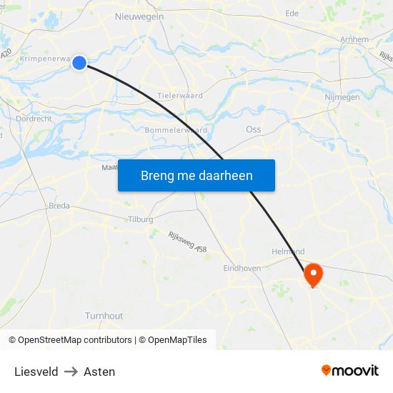 Liesveld to Asten map