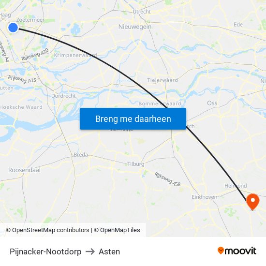 Pijnacker-Nootdorp to Asten map
