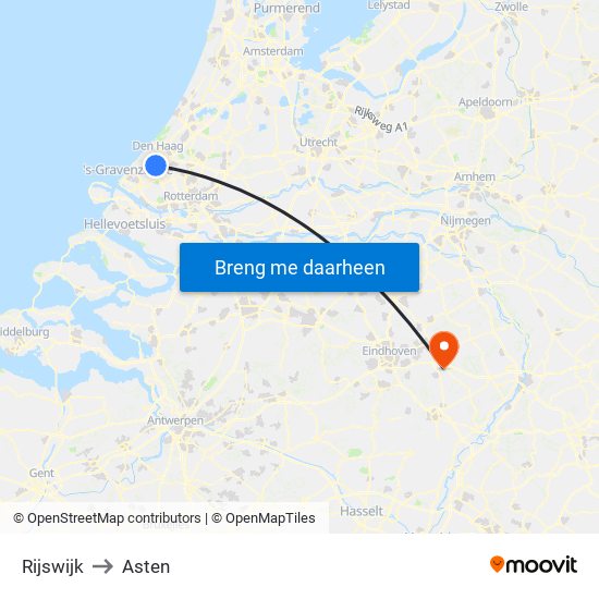 Rijswijk to Asten map