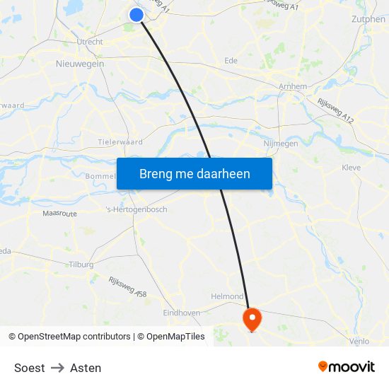 Soest to Asten map