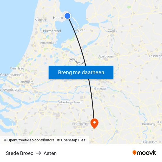 Stede Broec to Asten map