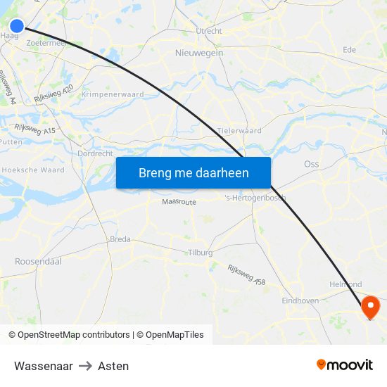 Wassenaar to Asten map