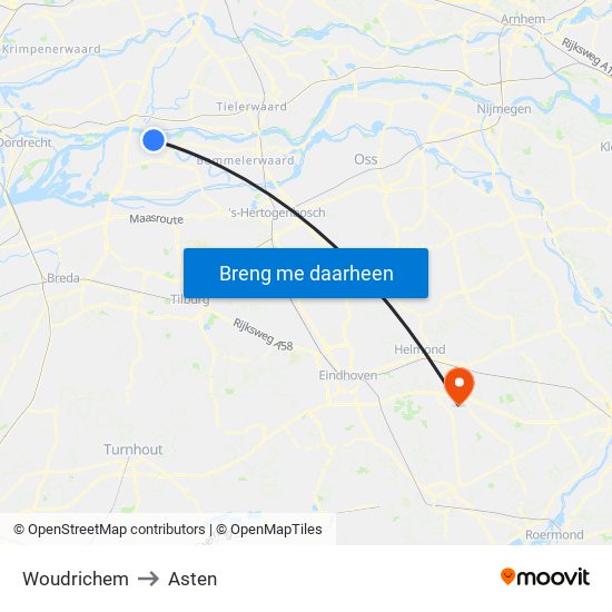 Woudrichem to Asten map