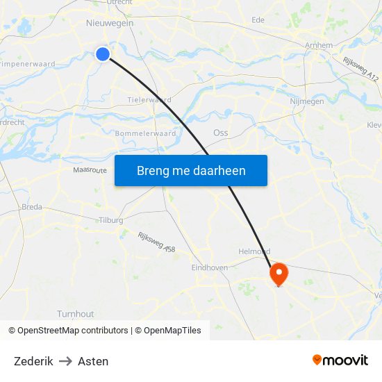 Zederik to Asten map