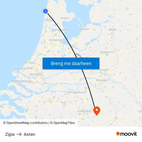 Zijpe to Asten map