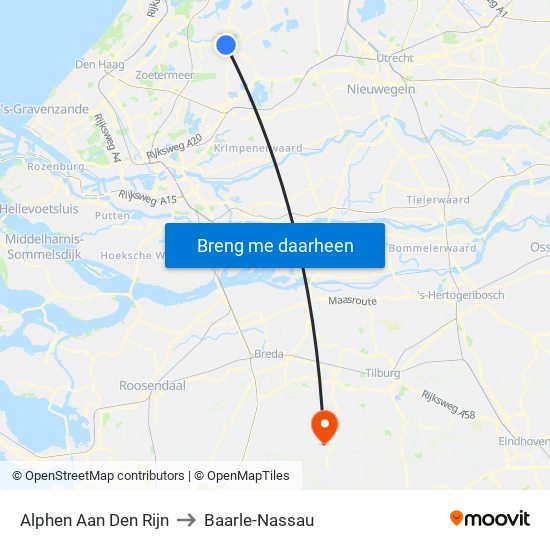 Alphen Aan Den Rijn to Baarle-Nassau map