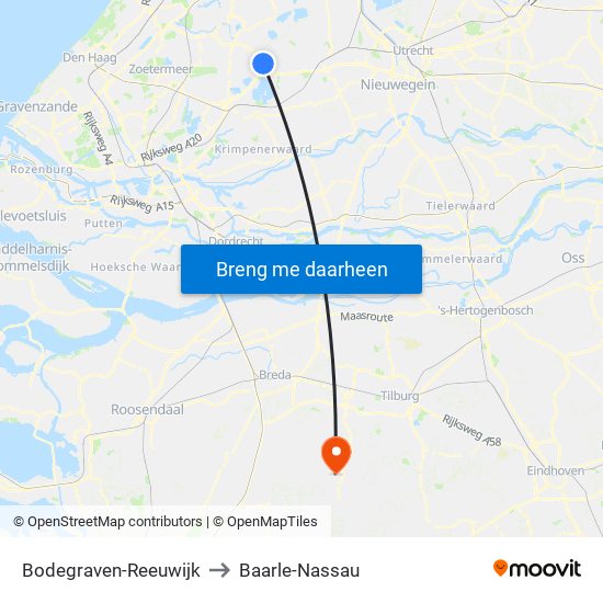 Bodegraven-Reeuwijk to Baarle-Nassau map