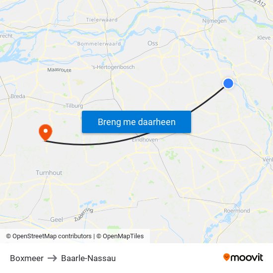 Boxmeer to Baarle-Nassau map