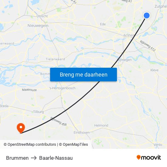 Brummen to Baarle-Nassau map