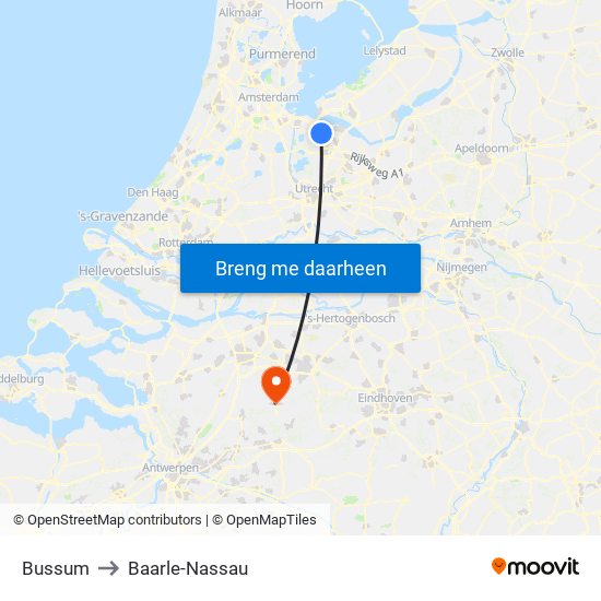 Bussum to Baarle-Nassau map