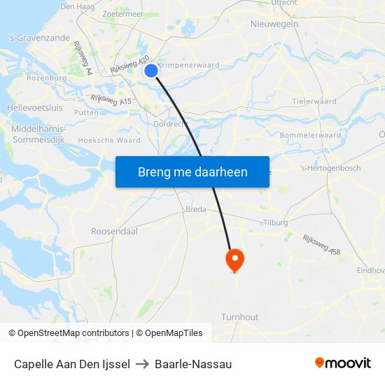 Capelle Aan Den Ijssel to Baarle-Nassau map