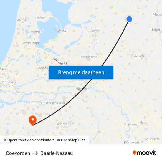 Coevorden to Baarle-Nassau map