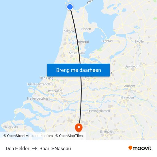 Den Helder to Baarle-Nassau map