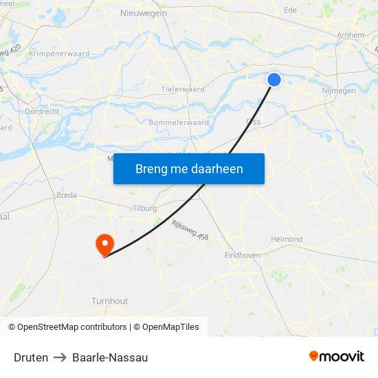 Druten to Baarle-Nassau map