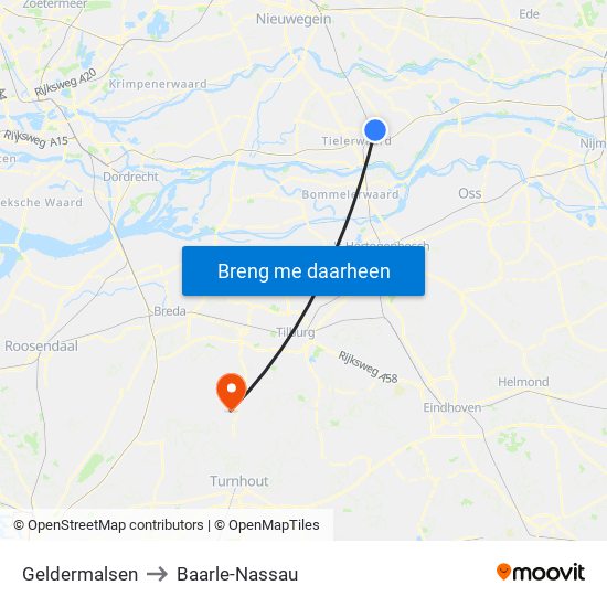 Geldermalsen to Baarle-Nassau map