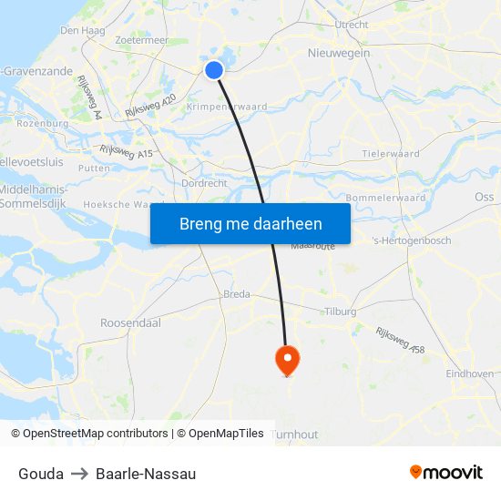 Gouda to Baarle-Nassau map