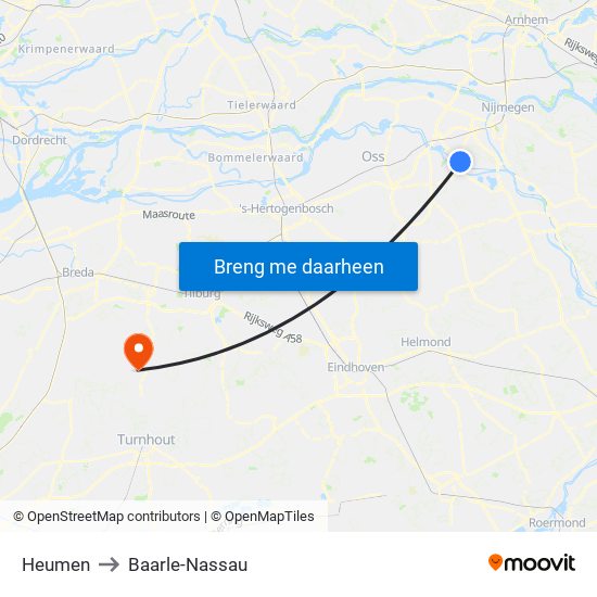 Heumen to Baarle-Nassau map