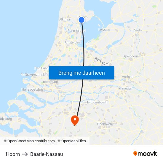 Hoorn to Baarle-Nassau map