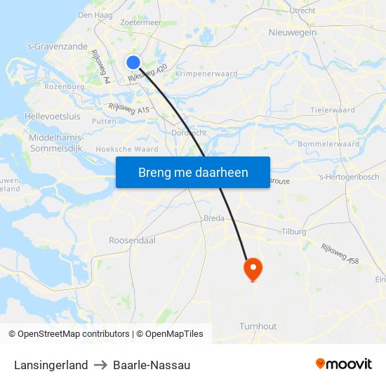 Lansingerland to Baarle-Nassau map