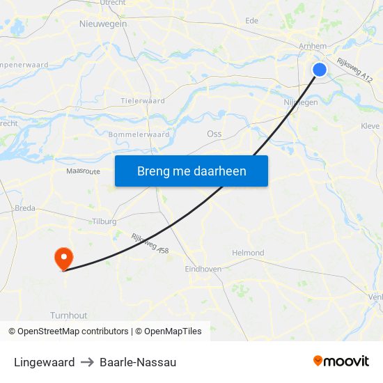 Lingewaard to Baarle-Nassau map