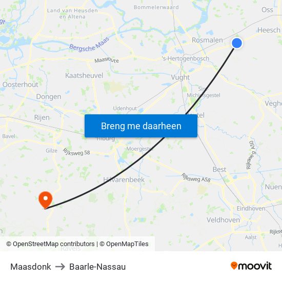 Maasdonk to Baarle-Nassau map