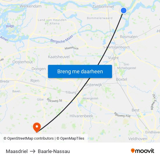 Maasdriel to Baarle-Nassau map