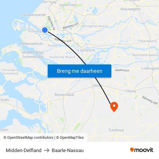 Midden-Delfland to Baarle-Nassau map