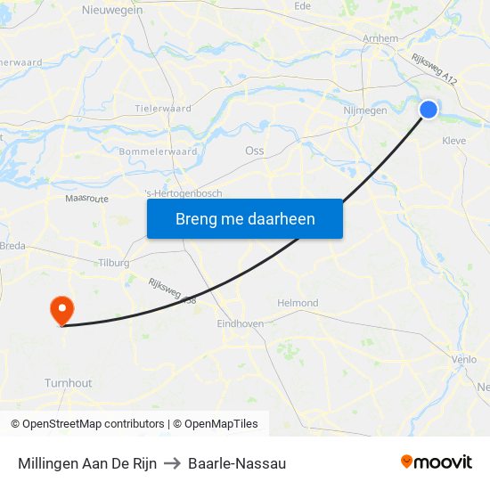 Millingen Aan De Rijn to Baarle-Nassau map