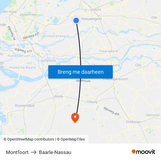 Montfoort to Baarle-Nassau map