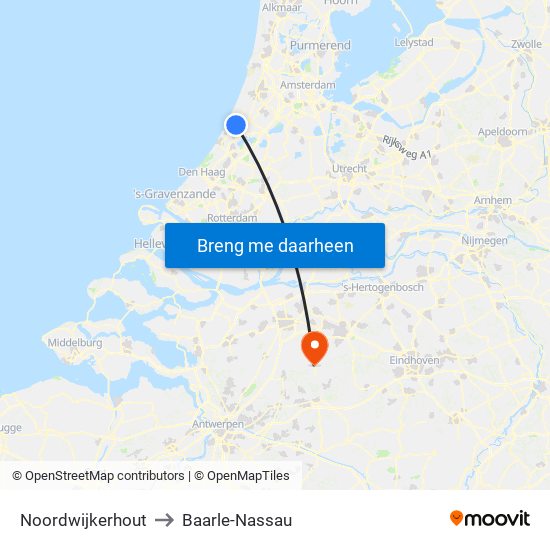 Noordwijkerhout to Baarle-Nassau map